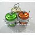 3 pcs stainless steel glass seasoning cans with steel lid